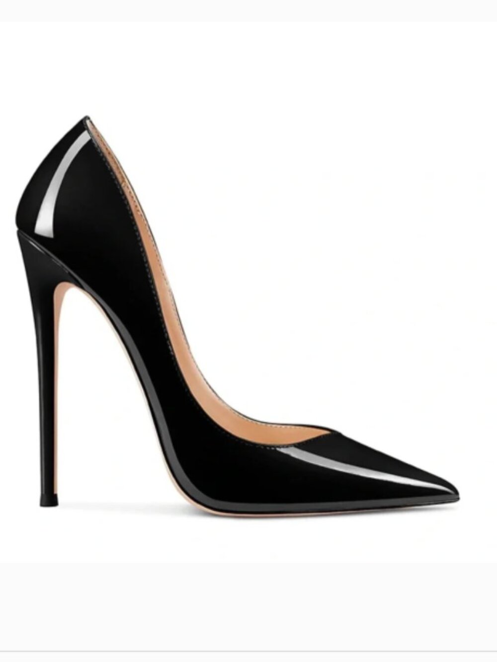 Femme Los Angeles Black Patent Leather Pointed Toe Stiletto Size 6.5 Women's